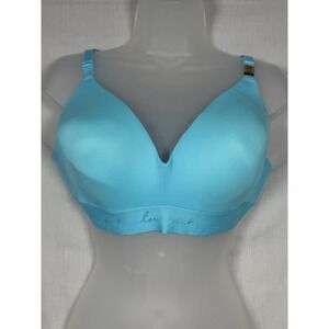 Victoria's Secret PINK Wireless Push Up Bra 38D‎ Turquoise Blue Love Pink Logo